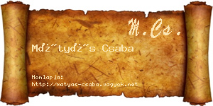 Mátyás Csaba névjegykártya