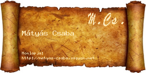 Mátyás Csaba névjegykártya